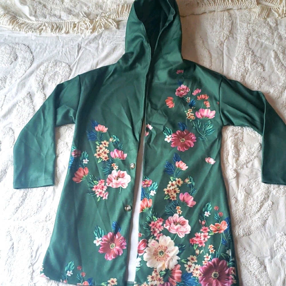 Long Green Floral Jacket
